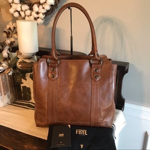 Frye Melissa Leather Cognac Brown Tote Shoulder Bag Retail $398